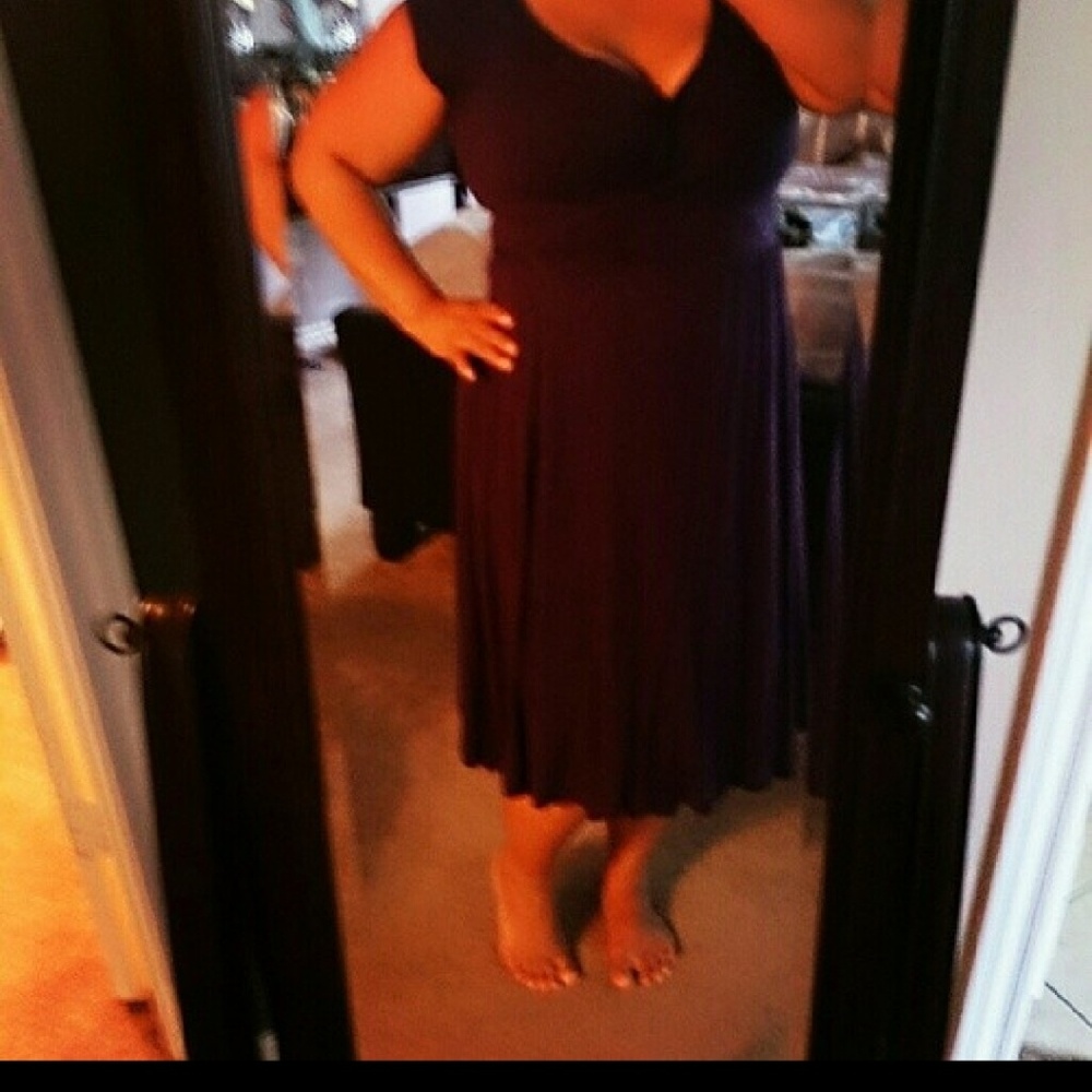 Plum wrap dress.